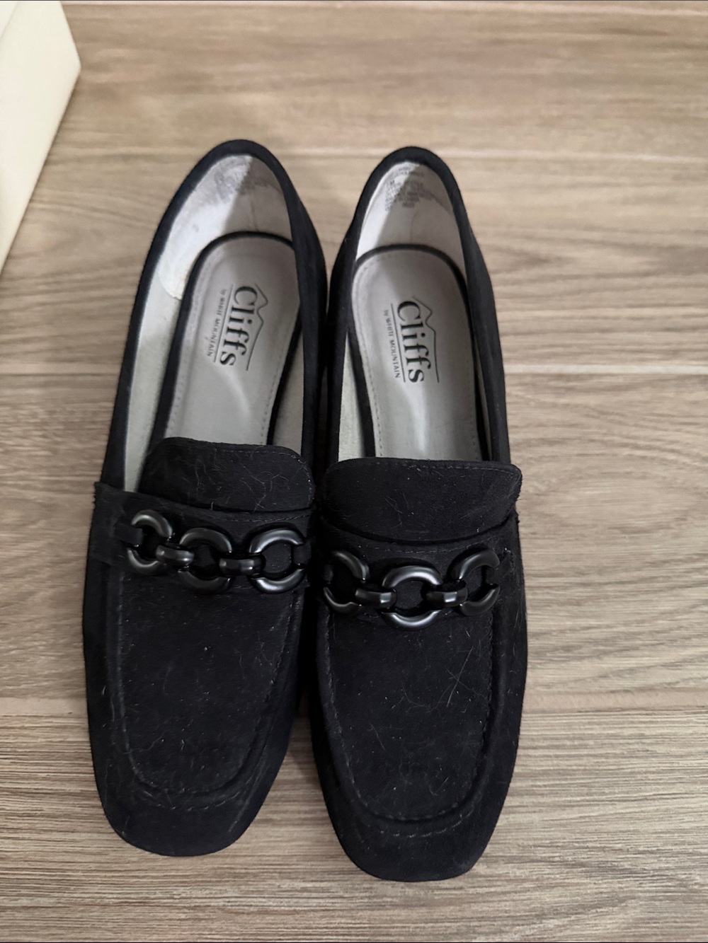 Cliffs by WHITE MOUNTAIN Black Suede Chain Loafers